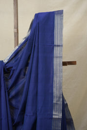 Blue Plain Cotton Mangalgiri Saree - SRBPCMS52
