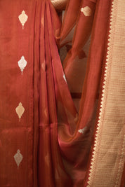 Brick Red Tissue Banarasi Silk Saree - SRBRTBSS108