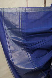 Blue Plain Cotton Mangalgiri Saree - SRBPCMS52