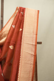 Brick Red Tissue Banarasi Silk Saree - SRBRTBSS108