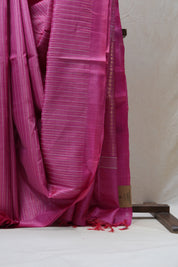 Pink Tussar Silk Saree - SRPTSS1484