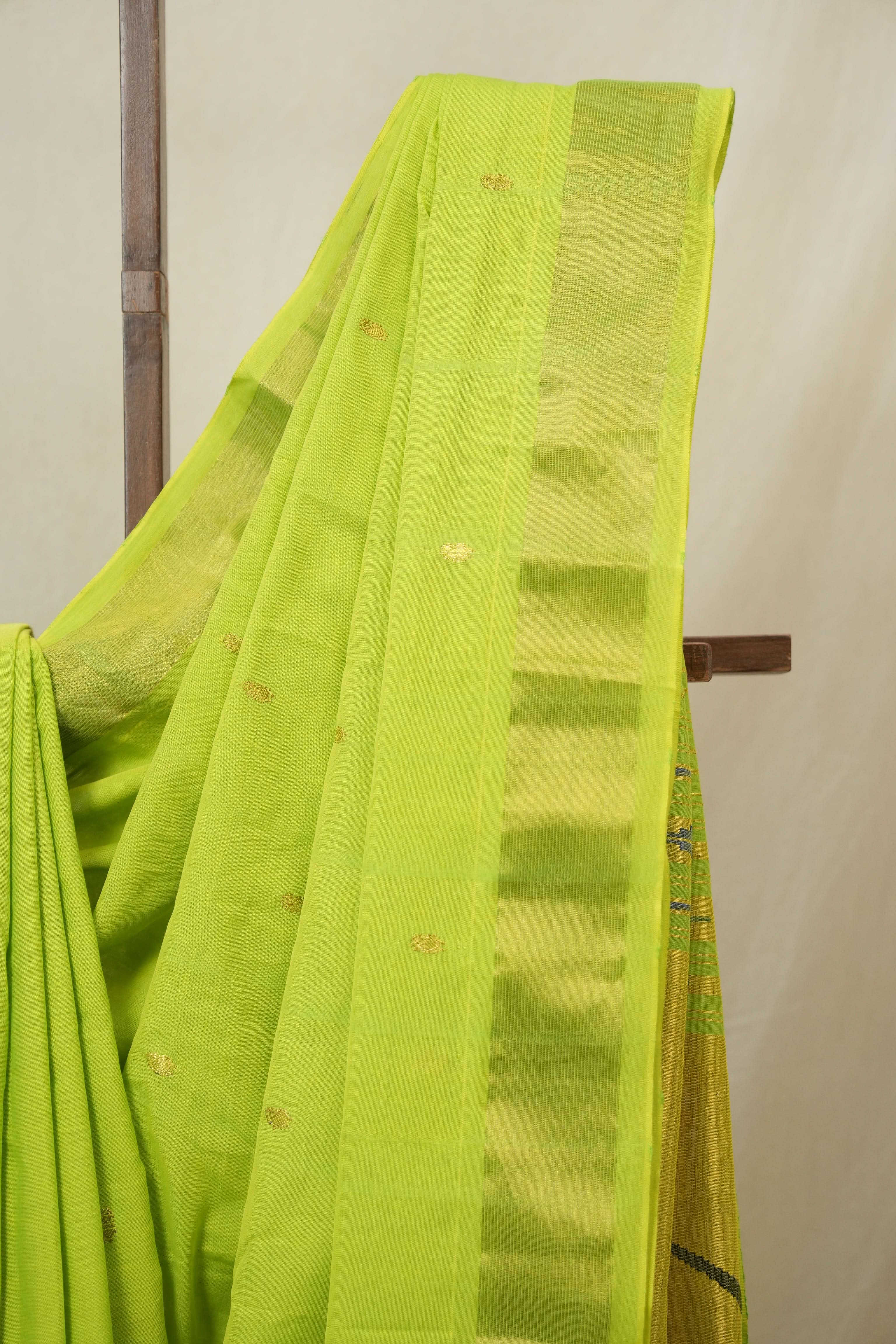 Neon Green Cotton Paithani Saree - SRNGCPS713