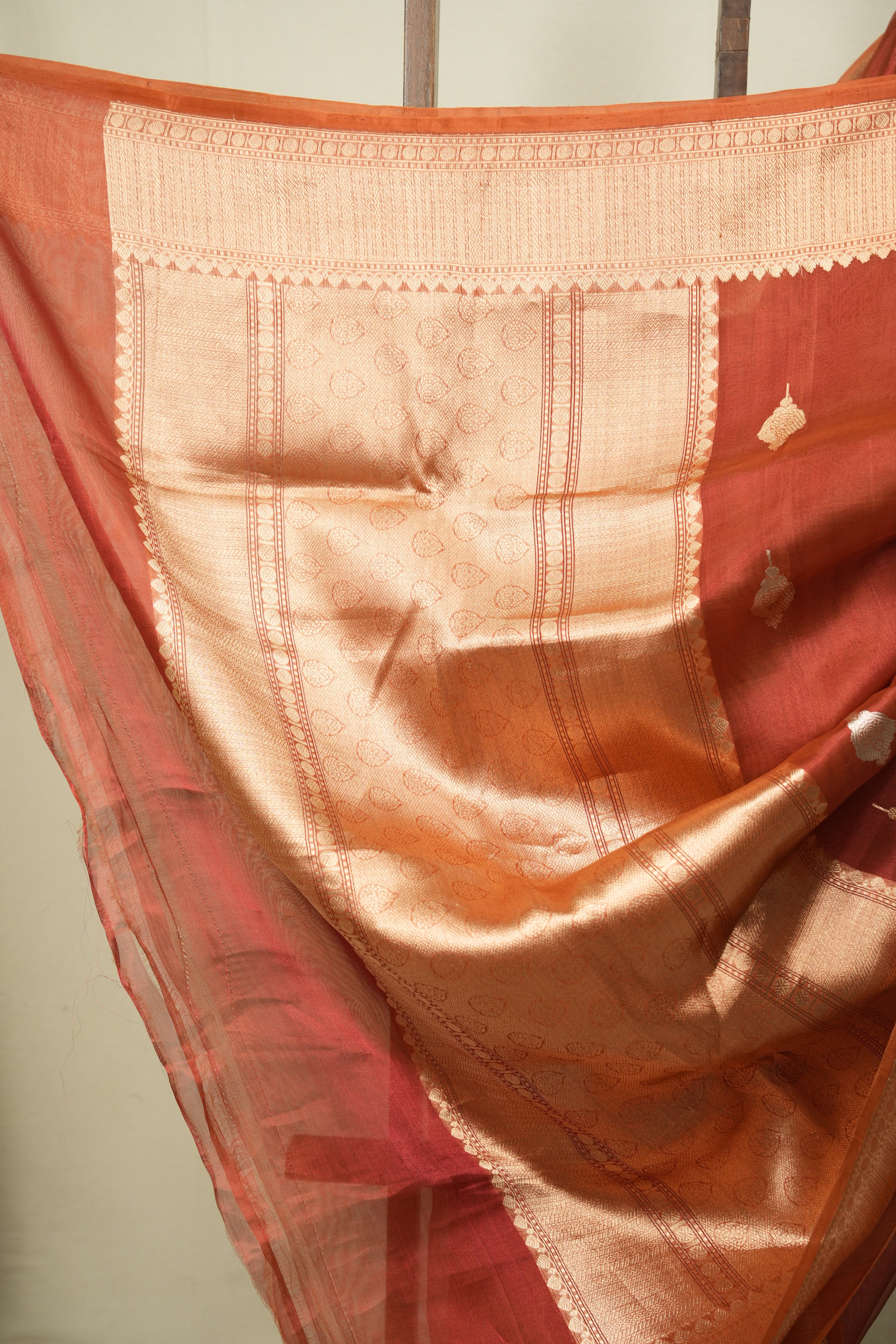 Brick Red Tissue Banarasi Silk Saree - SRBRTBSS108