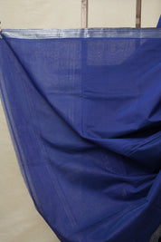 Blue Plain Cotton Mangalgiri Saree - SRBPCMS52