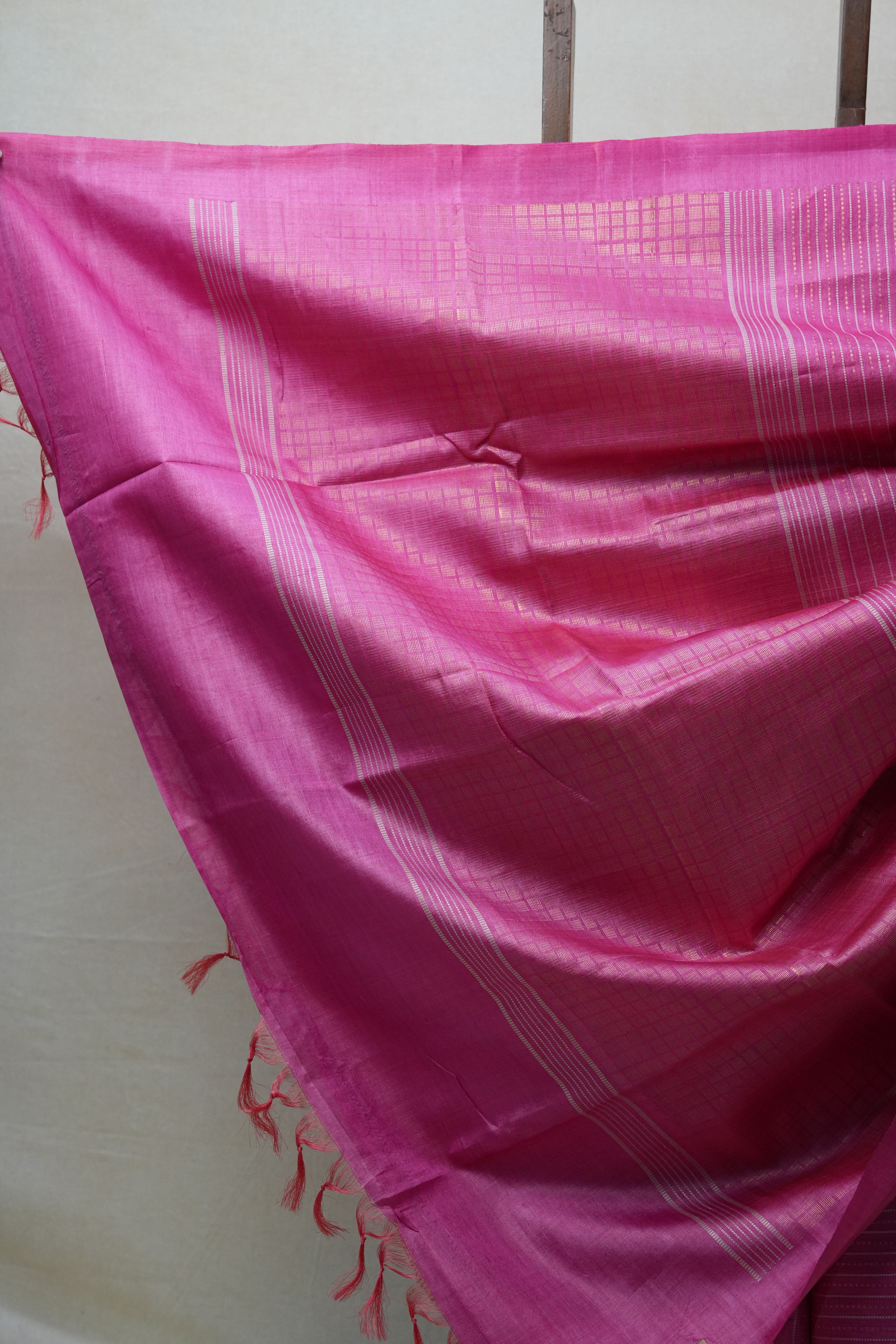 Pink Tussar Silk Saree - SRPTSS1484