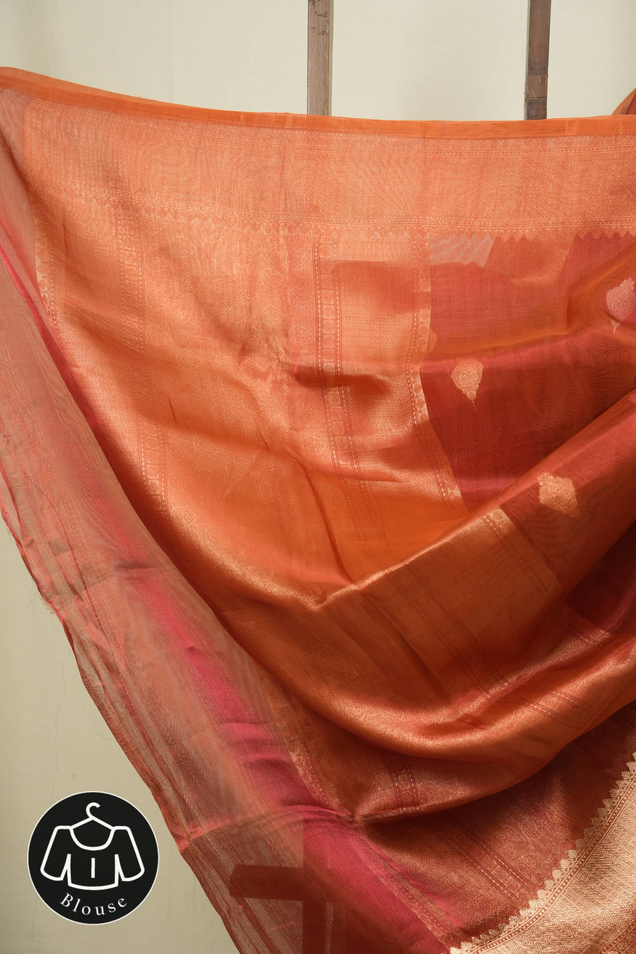 Brick Red Tissue Banarasi Silk Saree - SRBRTBSS108