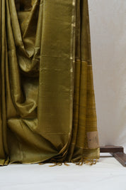 Khaki Tussar Silk Saree - SRKTSS1456