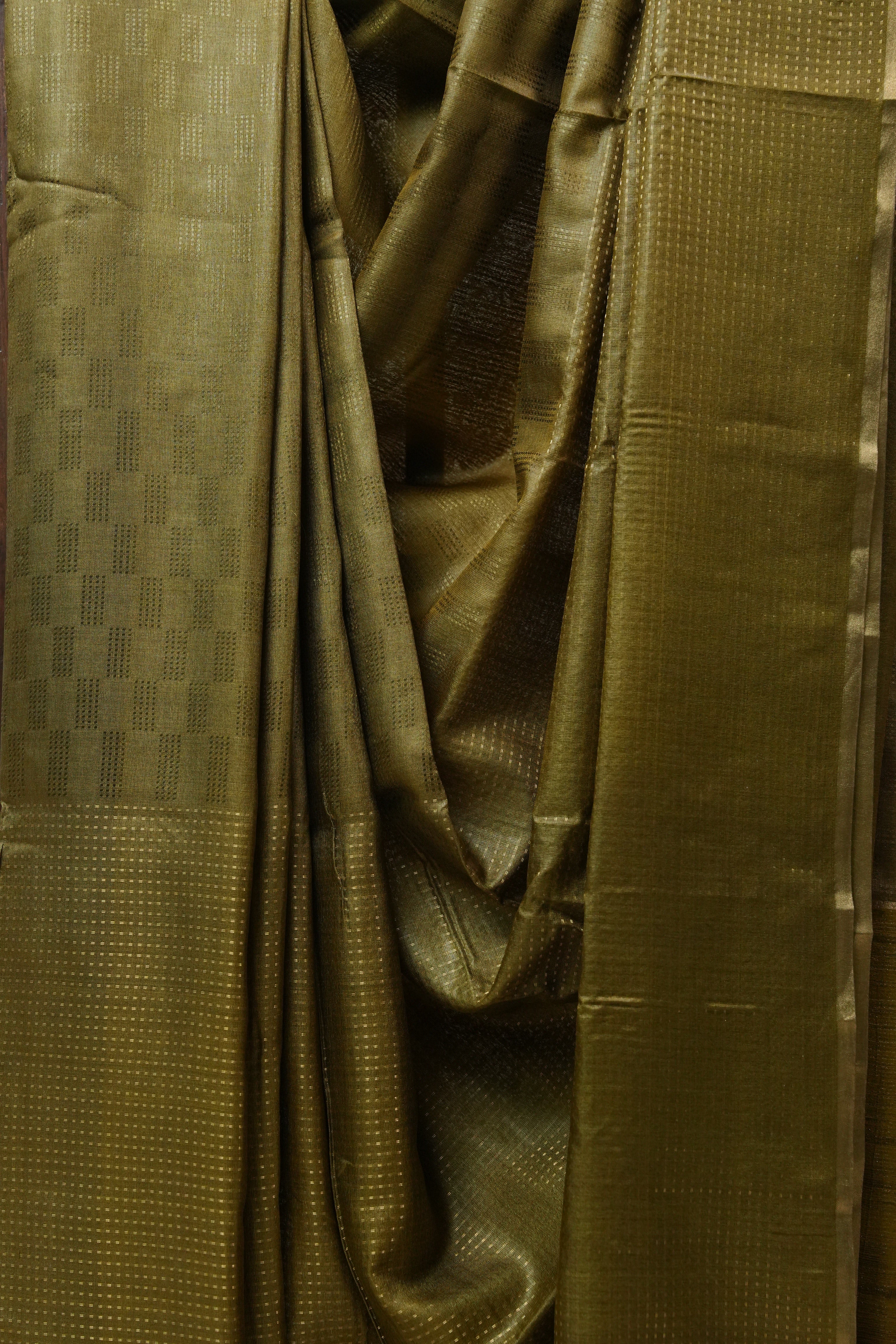 Khaki Tussar Silk Saree - SRKTSS1456