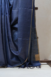Blue Tussar Silk Saree - SRBTSS1458