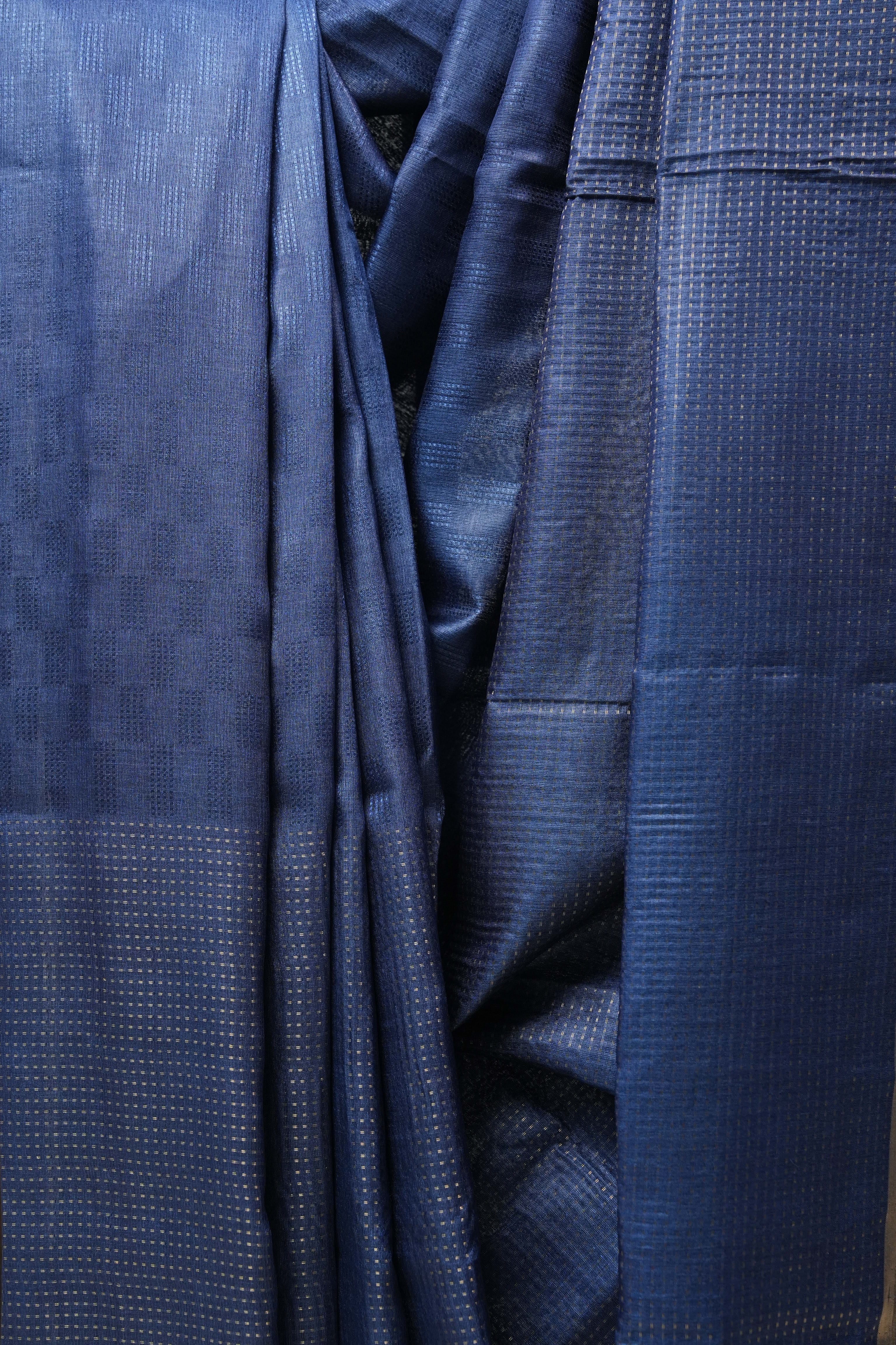 Blue Tussar Silk Saree - SRBTSS1458