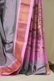 Two Tone Green-Pink Silk Paithani Saree - SRTTGPSPS793