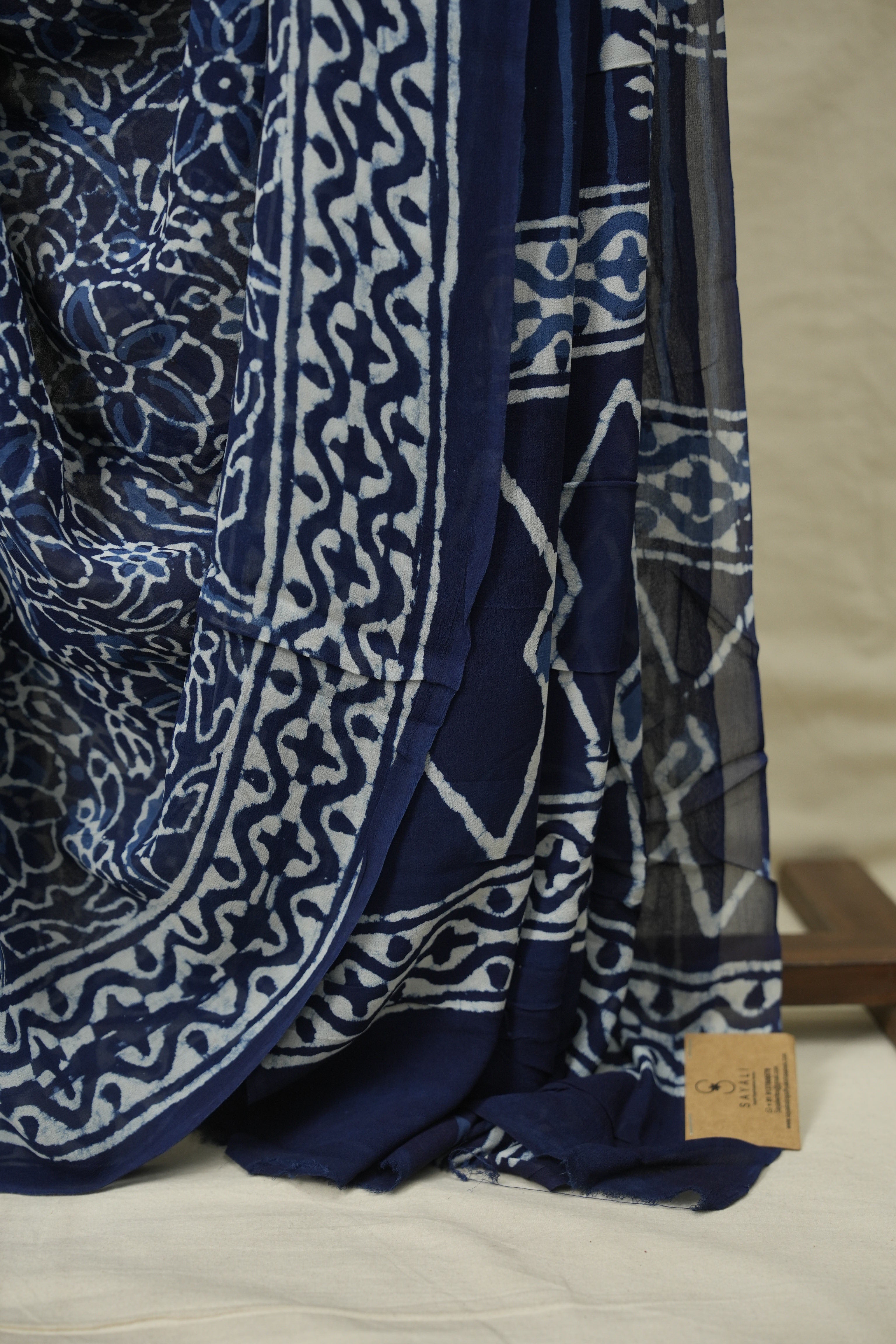 Navy Blue HBP Georgette Saree - SRNBHGS76