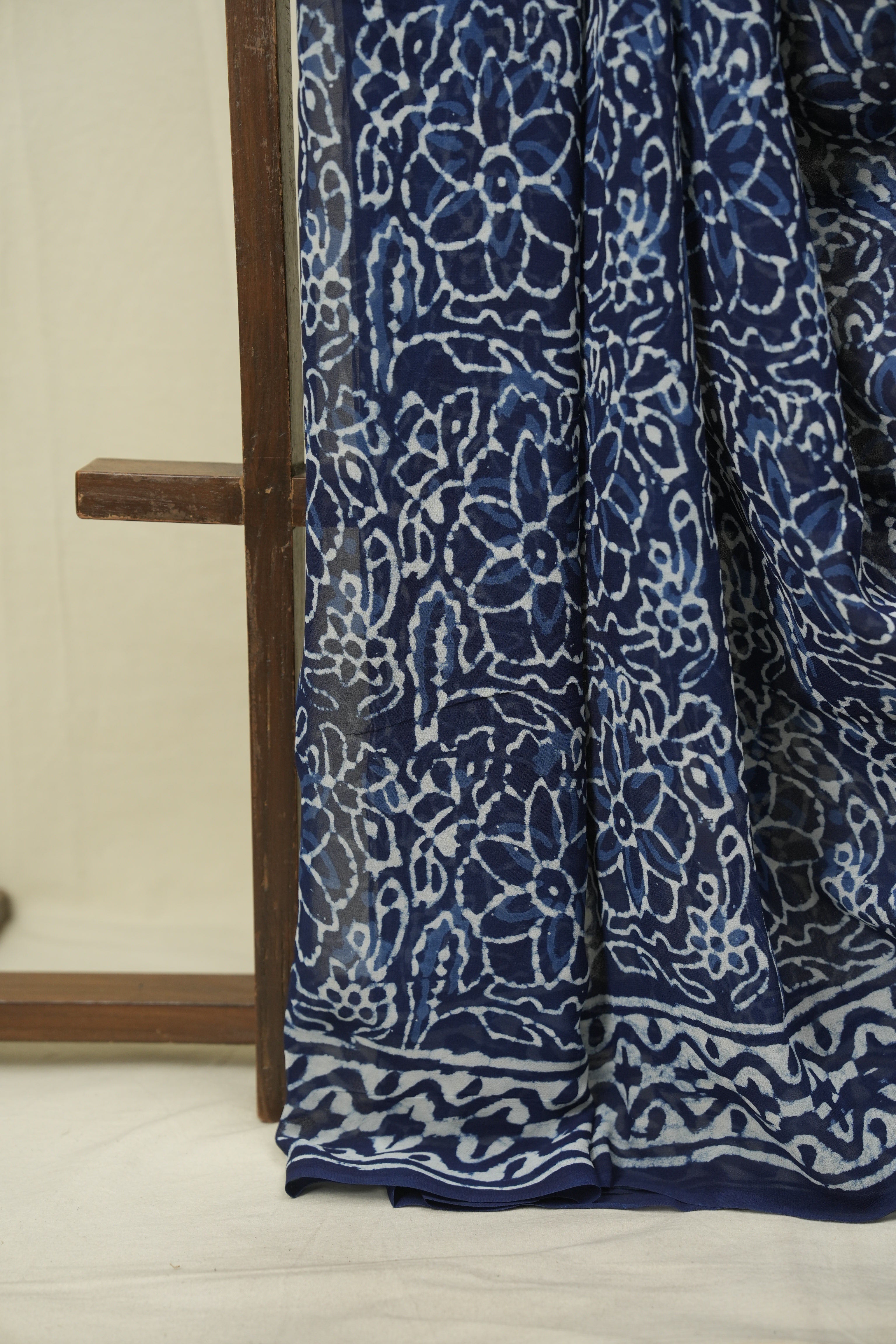 Navy Blue HBP Georgette Saree - SRNBHGS76