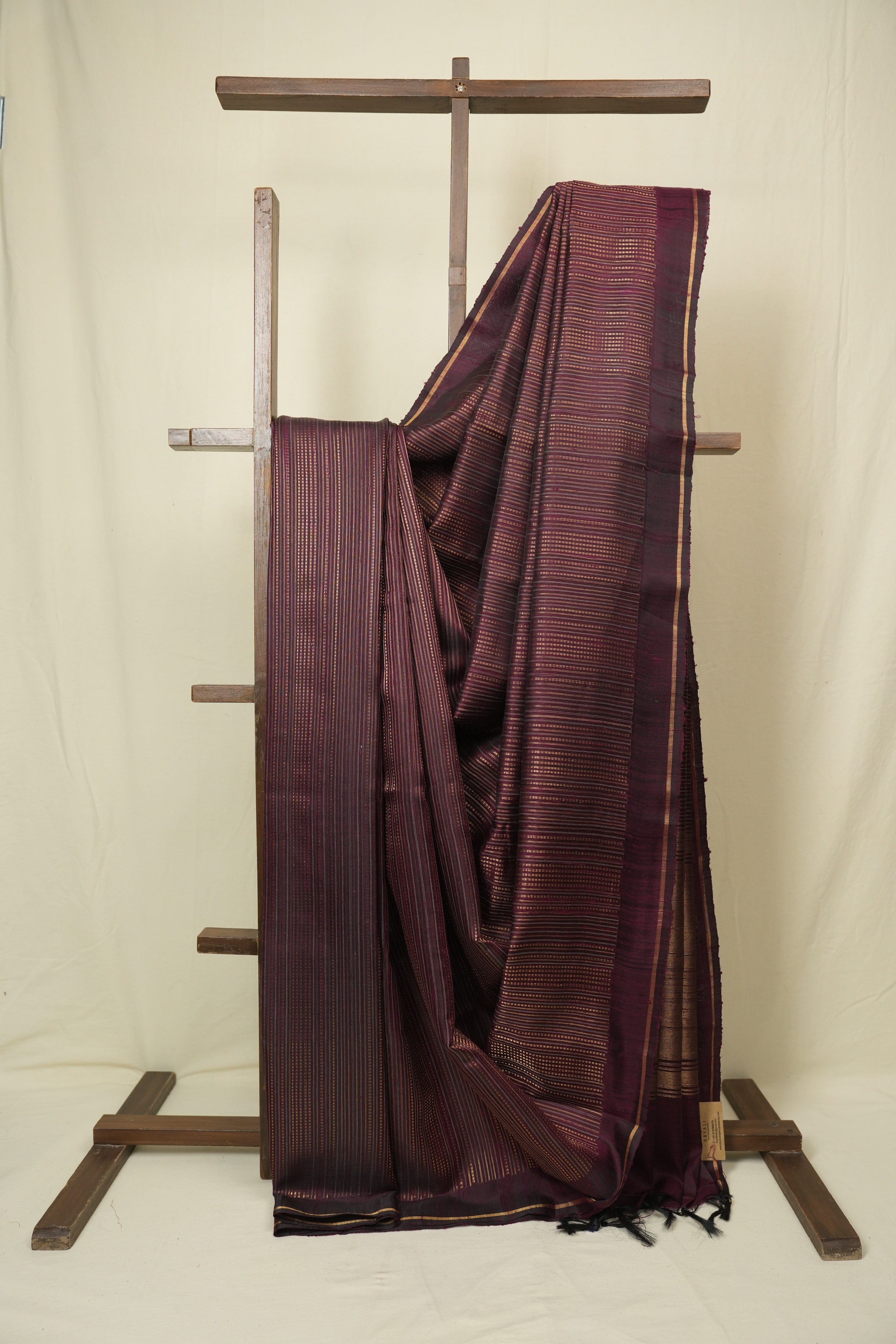 Wine Raw Silk Saree - SRWRSS1031