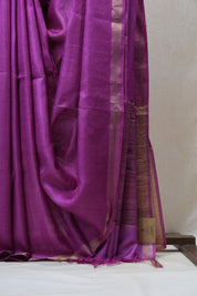 Magenta Tussar Silk Saree - SRMTSS1646