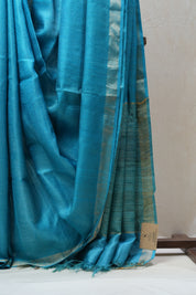 Blue Tussar Silk Saree - SRBTSS1463