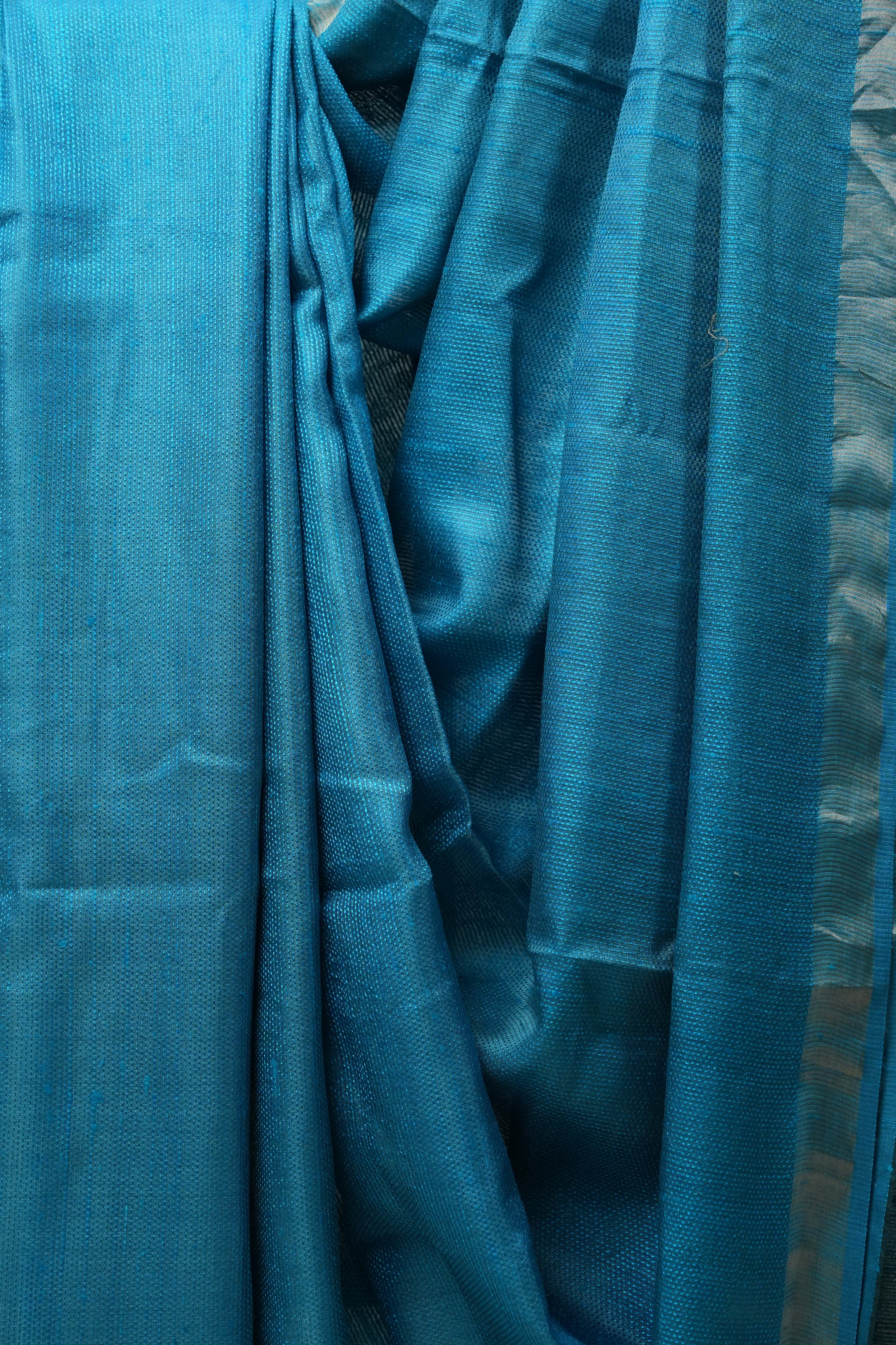 Blue Tussar Silk Saree - SRBTSS1463