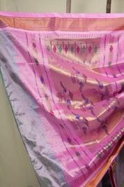 Two Tone Green-Pink Silk Paithani Saree - SRTTGPSPS793