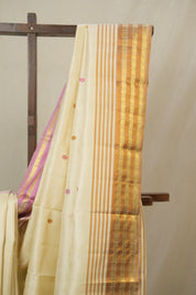 Cream Kanjivaram Silk Saree - SRCKSS1062