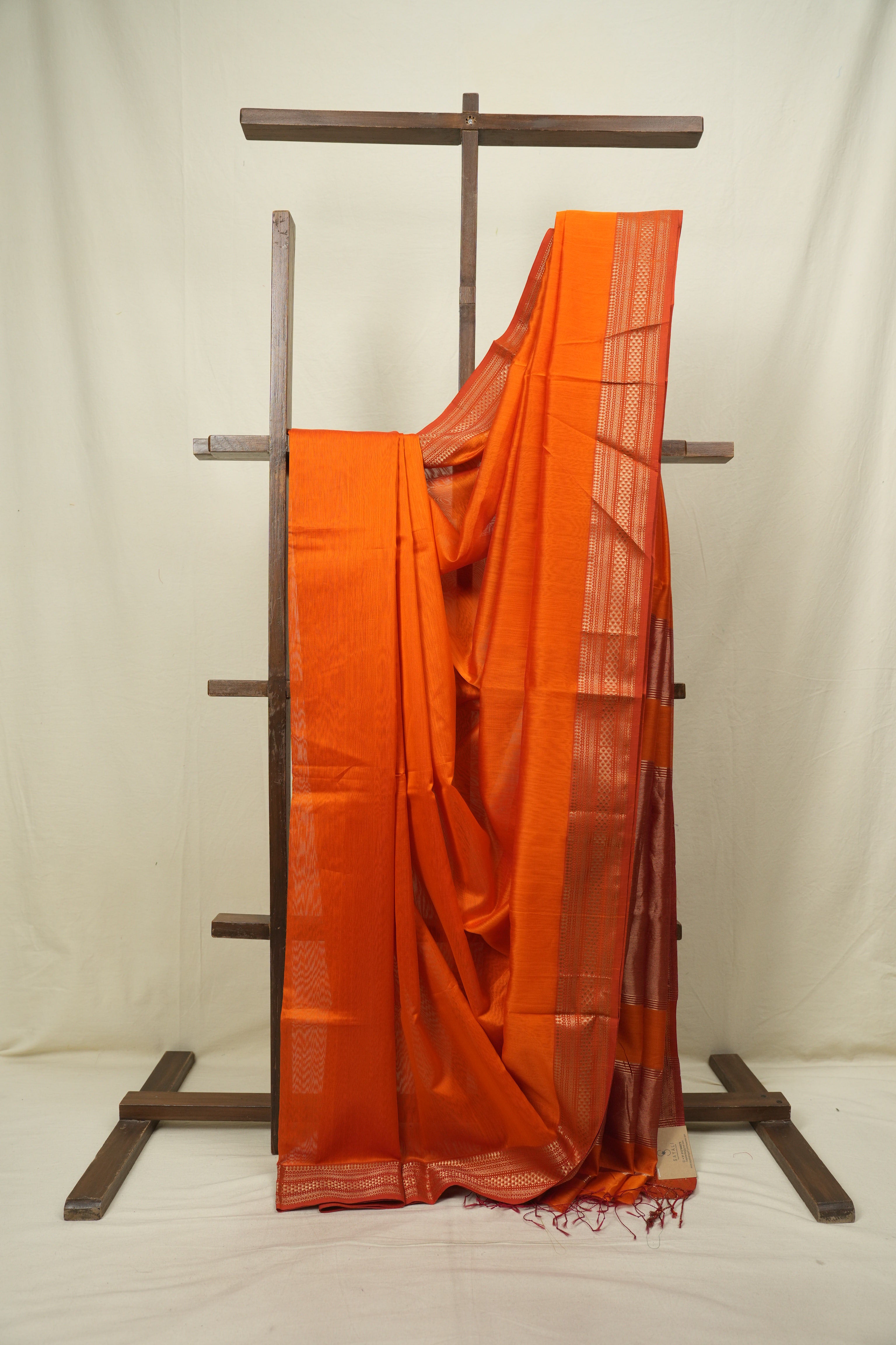Orange Maheshwari Saree- SROMS1357