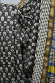 Black HBP Cotton Silk Saree With Maheshwari Border - SRBCSS973