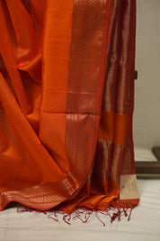 Orange Maheshwari Saree- SROMS1357