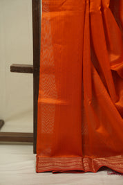 Orange Maheshwari Saree- SROMS1357