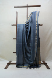 Grey Tussar Silk Saree - SRGTSS1469