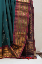 Green Gadwal Cotton Silk Saree - SRGGCSS97