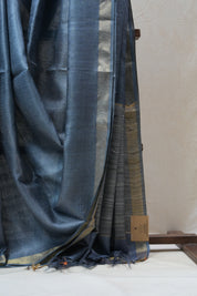 Grey Tussar Silk Saree - SRGTSS1469