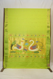 Neon Green Cotton Paithani Saree - SRNGCPS713