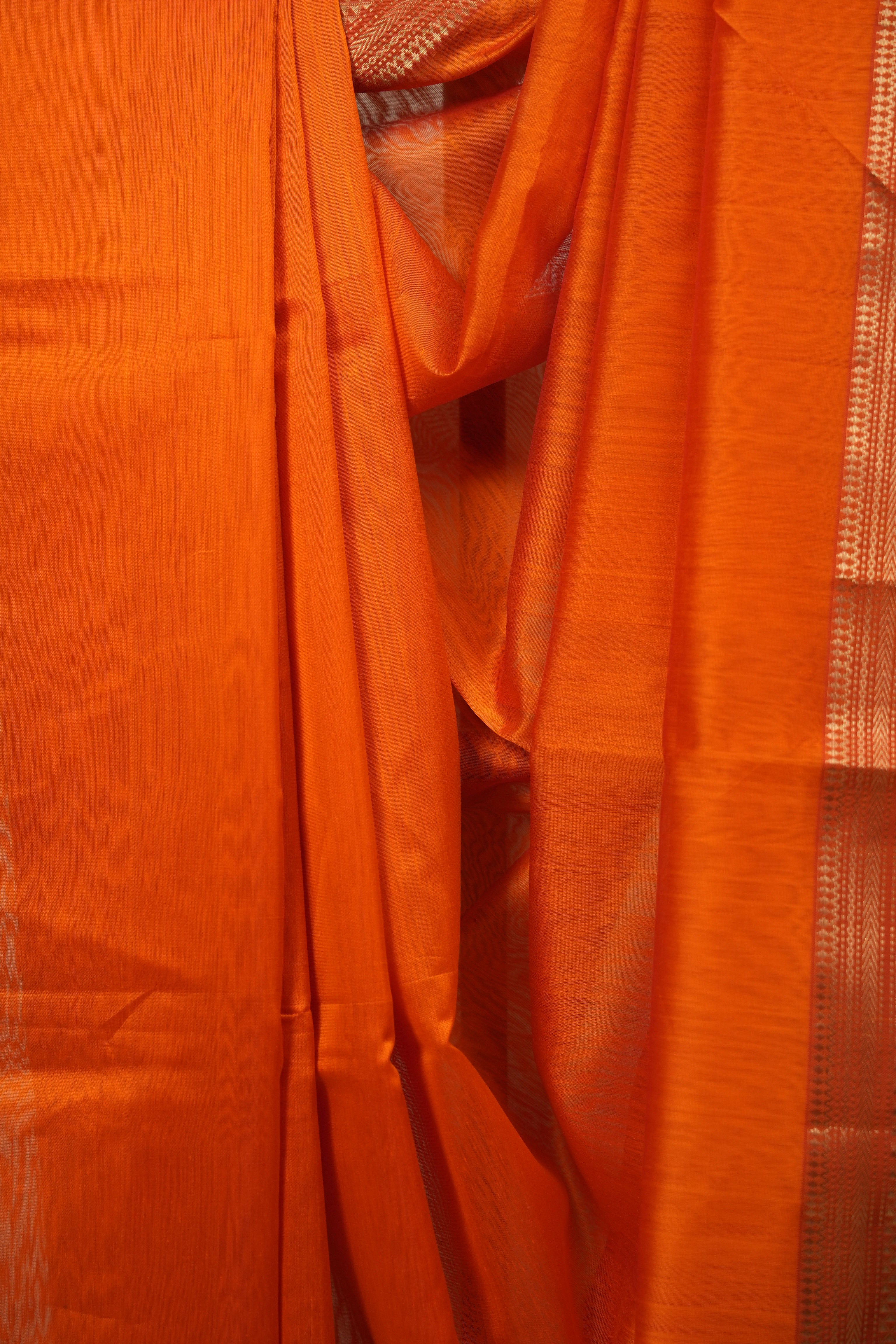 Orange Maheshwari Saree- SROMS1357