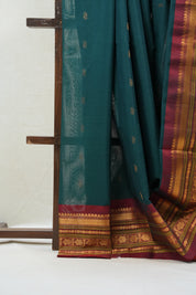 Green Gadwal Cotton Silk Saree - SRGGCSS97