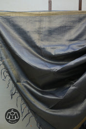 Grey Tussar Silk Saree - SRGTSS1469