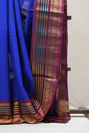 Blue Gadwal Cotton Silk Saree - SRBGCSS91