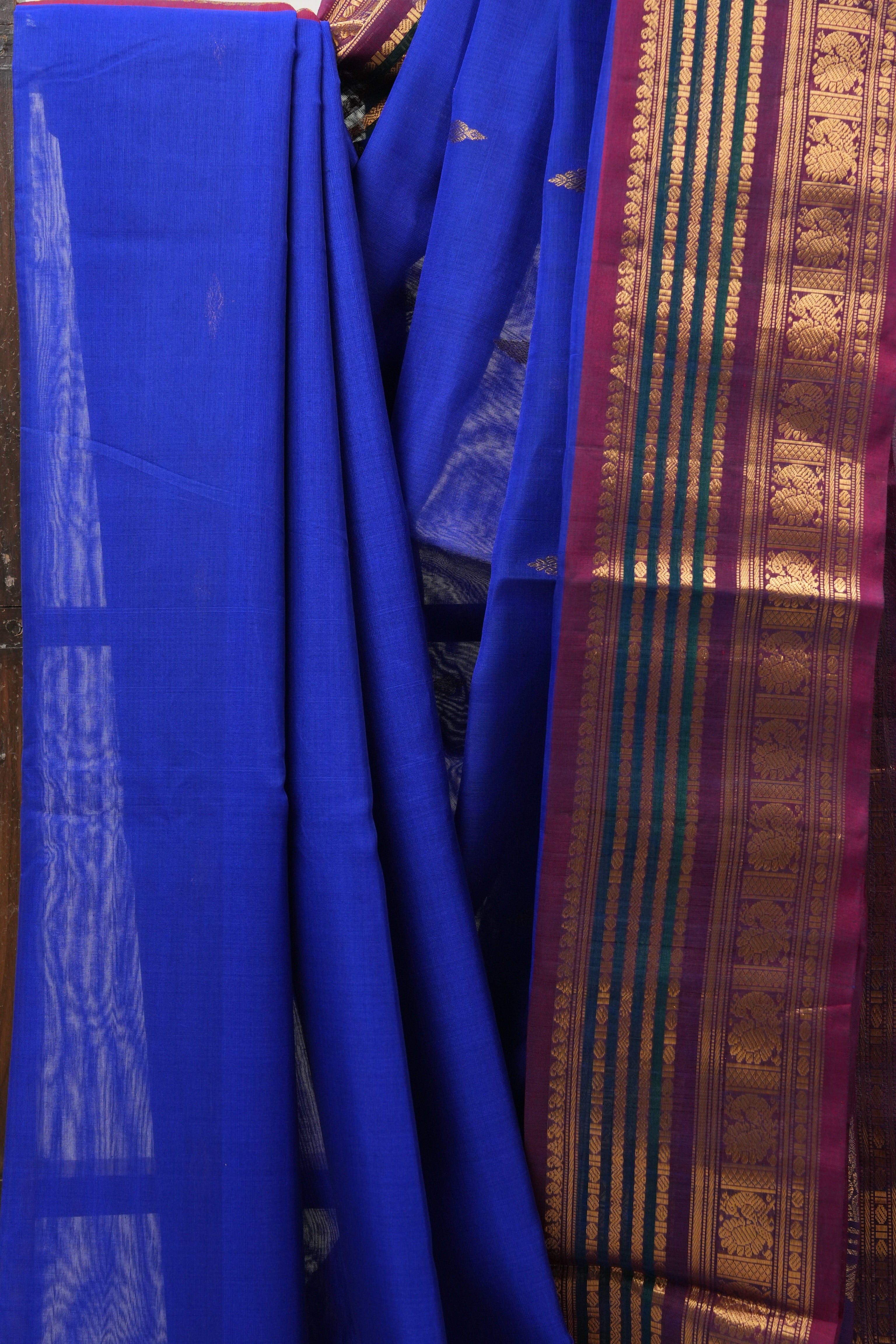 Blue Gadwal Cotton Silk Saree - SRBGCSS91