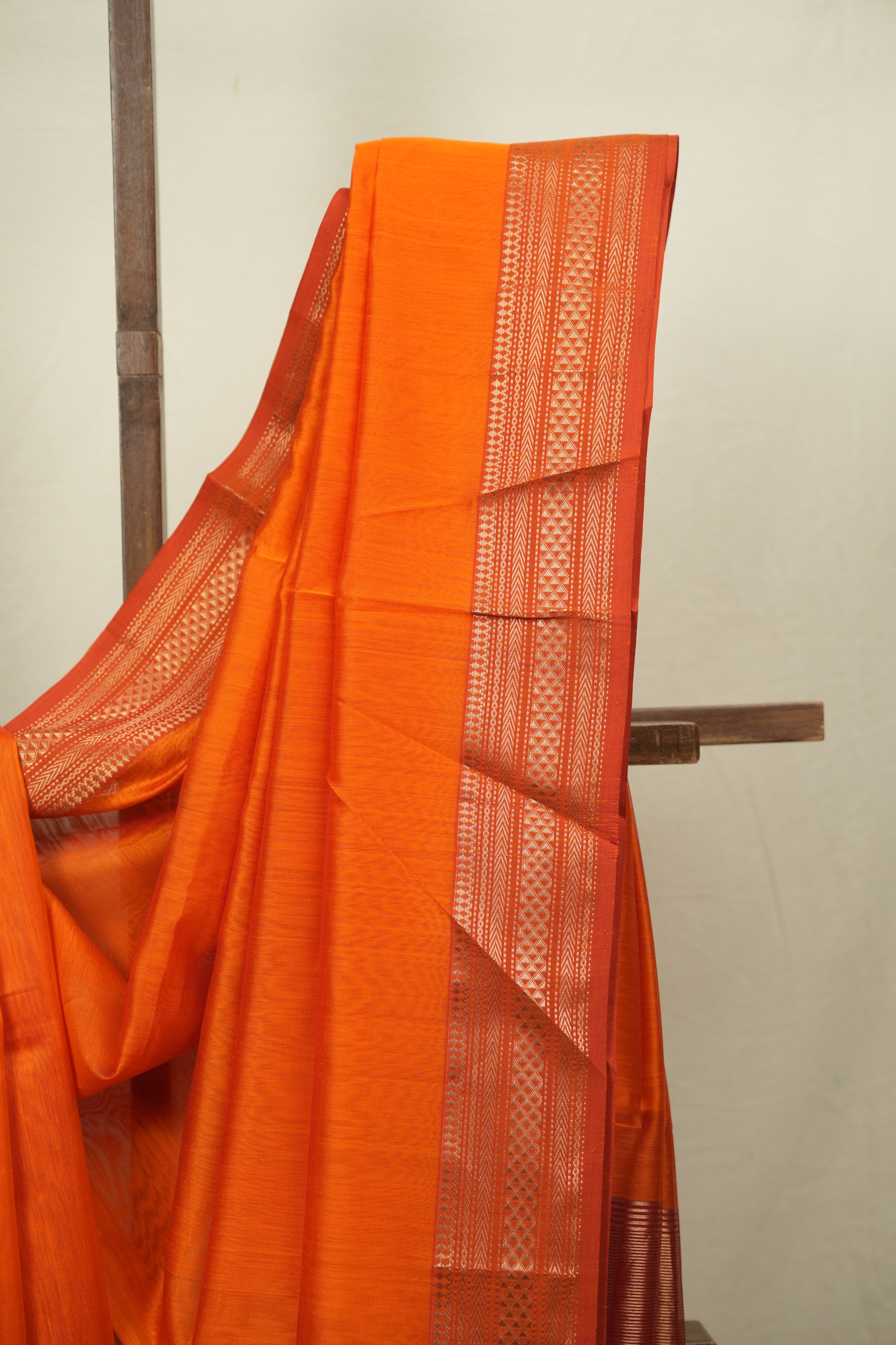 Orange Maheshwari Saree- SROMS1357