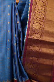 Blue Maroon Gadwal Silk Saree - SRBMGSS615