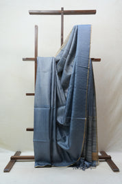 Grey Tussar Silk Saree - SRGTSS1473
