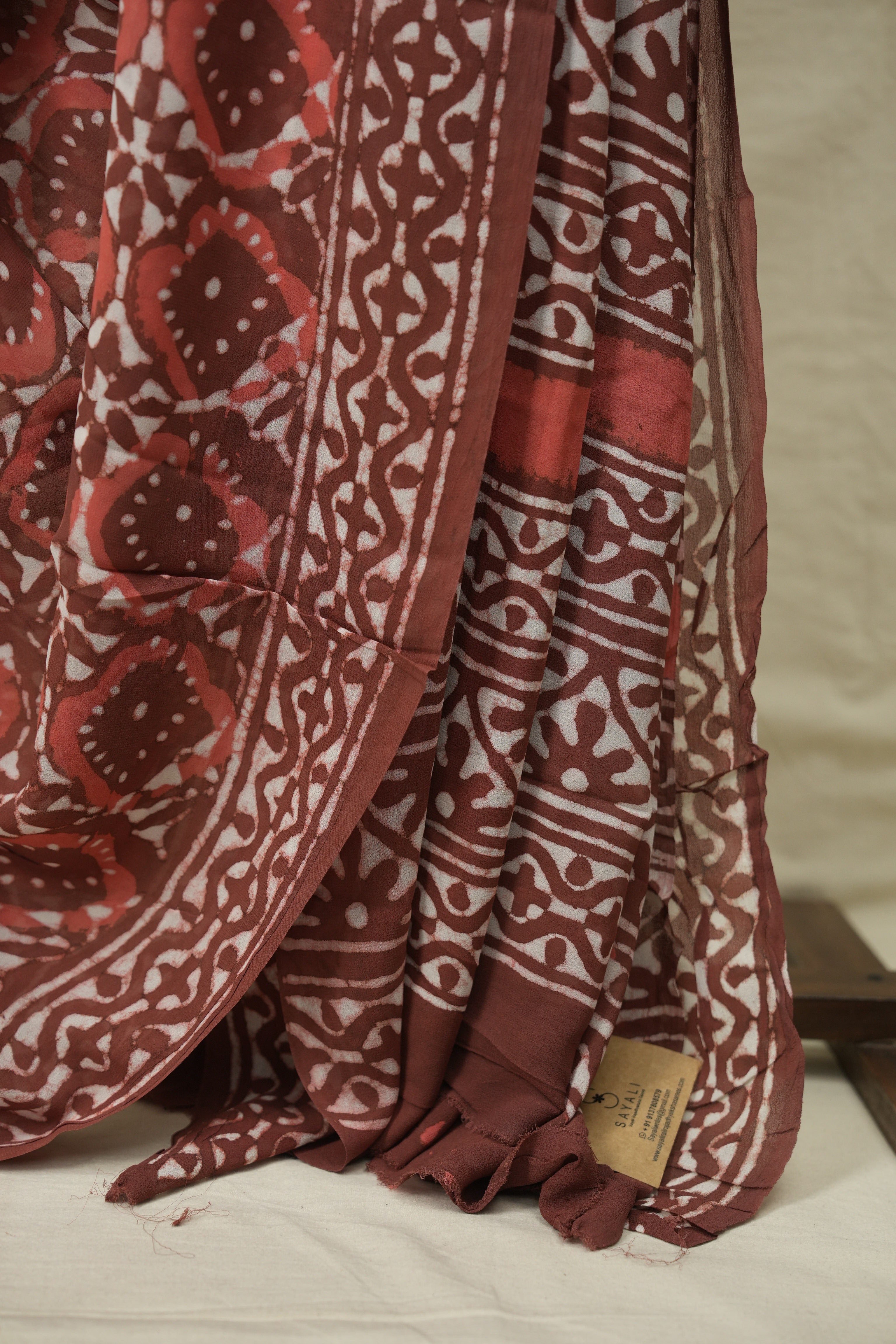 Brick Red HBP Georgette Saree - SRBRHGS77