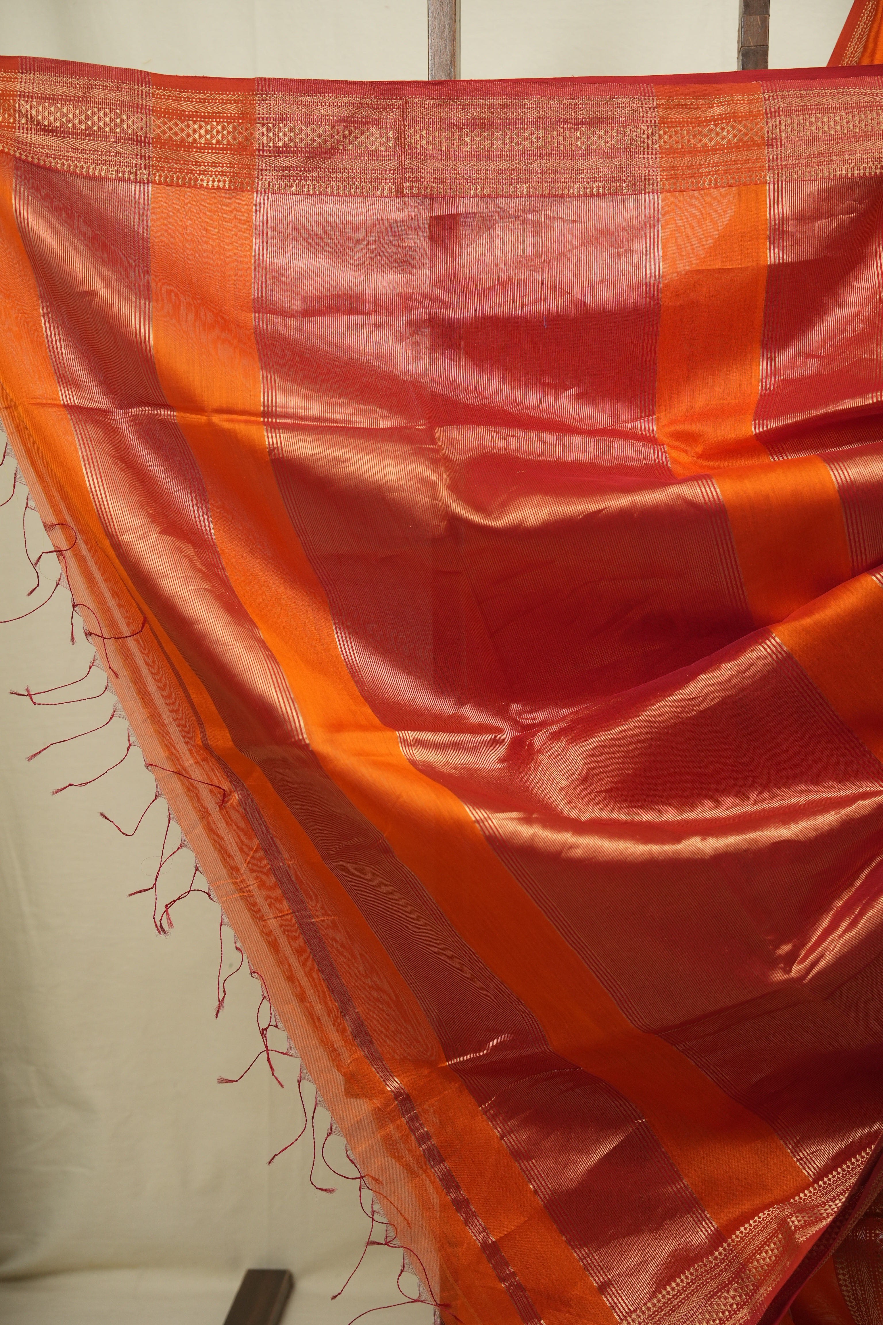 Orange Maheshwari Saree- SROMS1357
