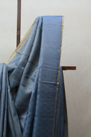 Grey Tussar Silk Saree - SRGTSS1473