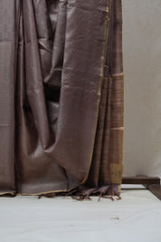 Mauve Tussar Silk Saree - SRMTSS1474