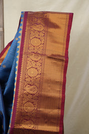 Blue Maroon Gadwal Silk Saree - SRBMGSS615