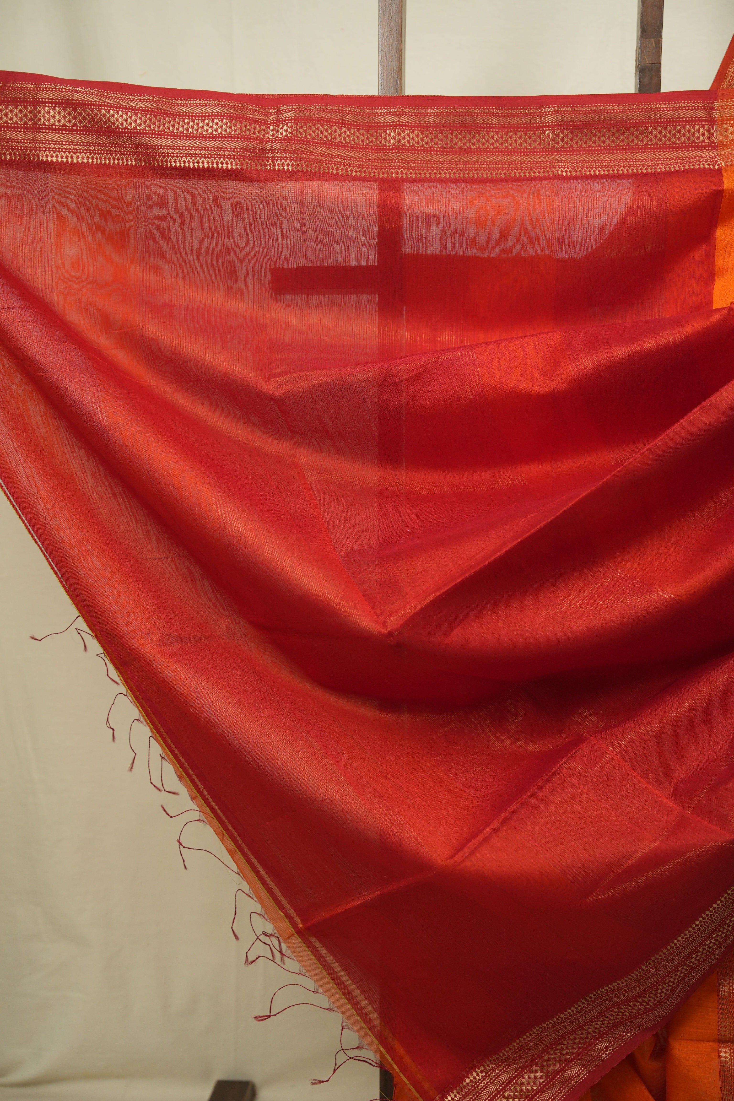 Orange Maheshwari Saree- SROMS1357