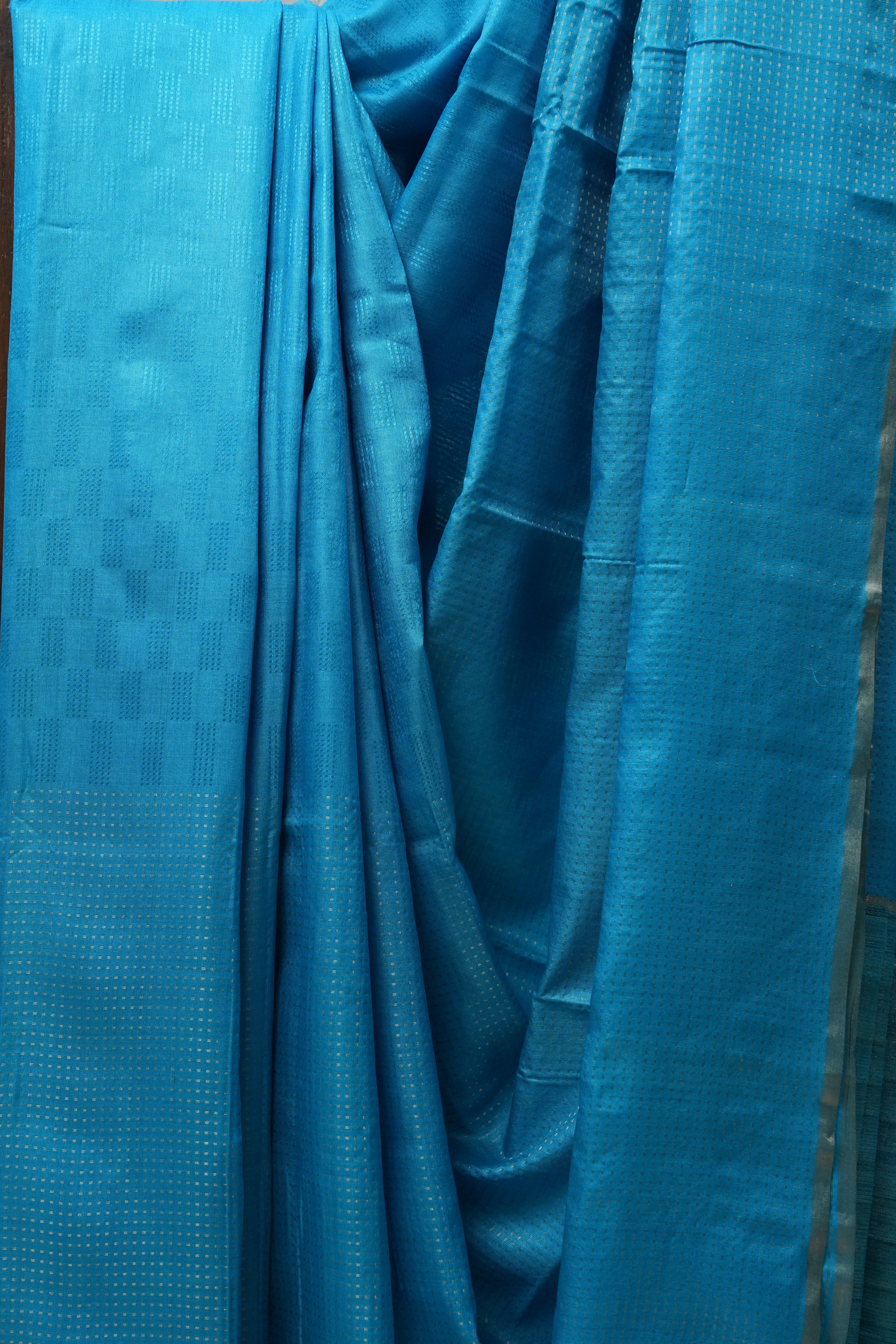 Sky Blue Tussar Silk Saree - SRSBTSS1472
