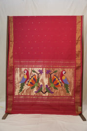 Red Cotton Paithani Saree - SRRCPS717