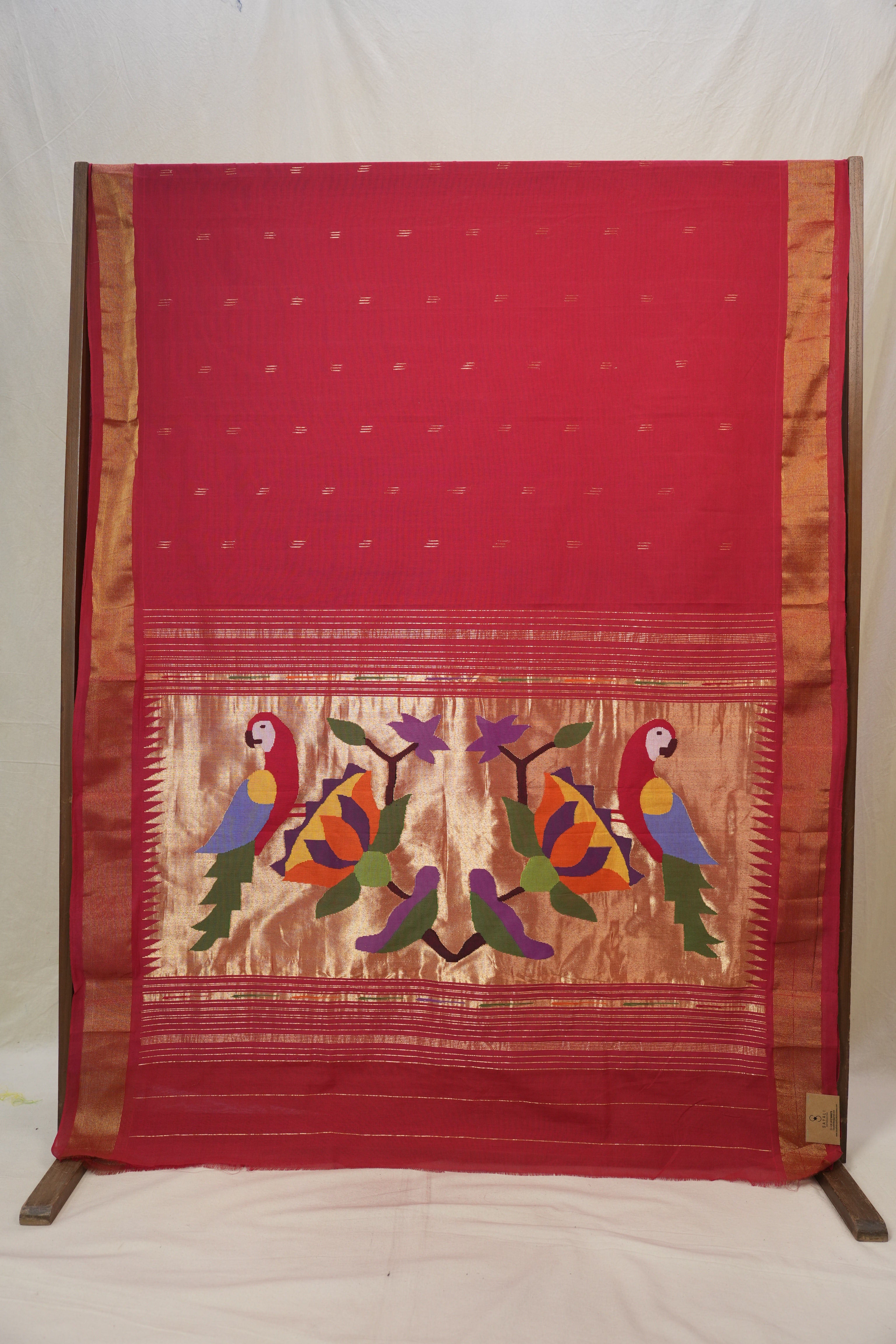 Red Cotton Paithani Saree - SRRCPS717