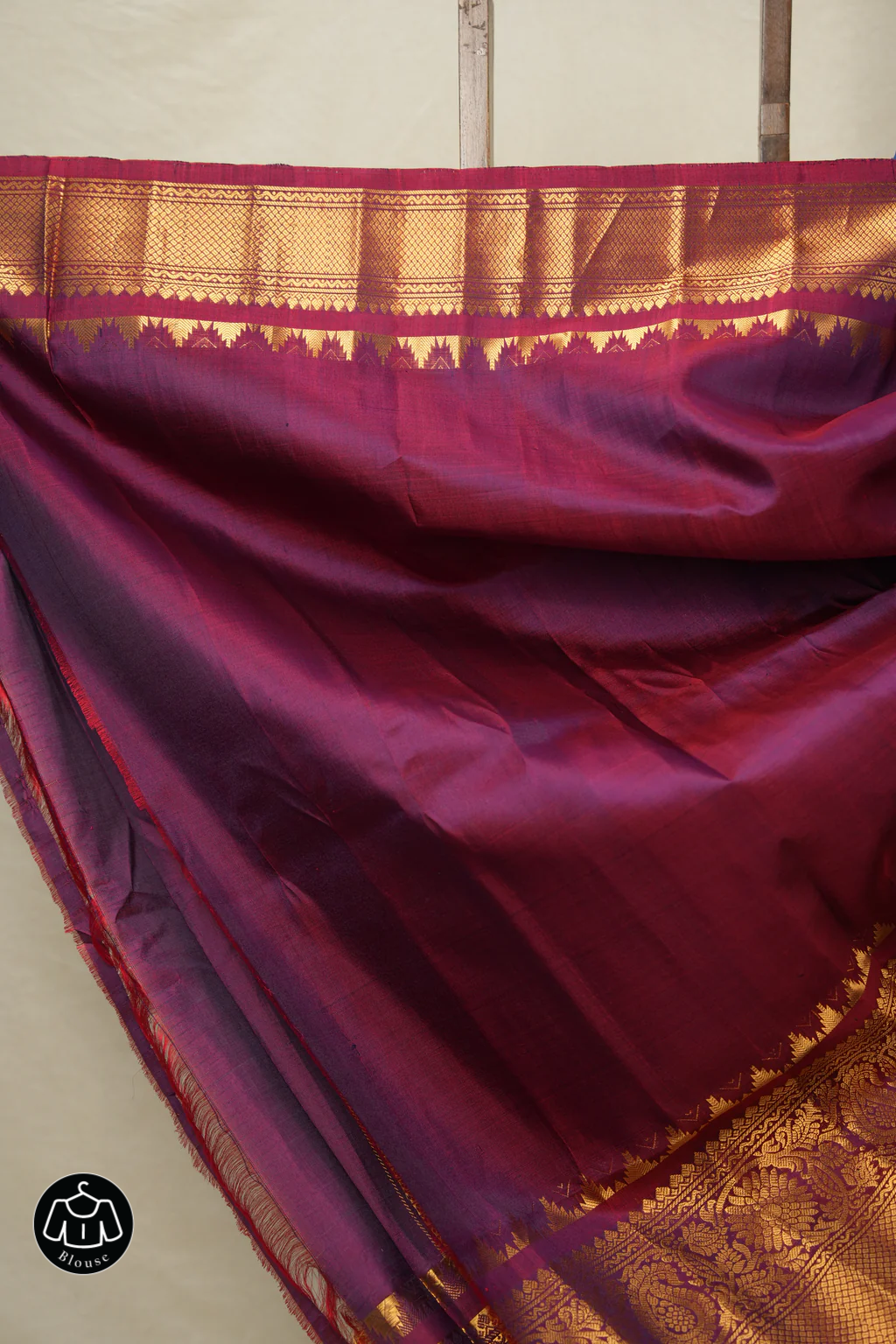 Blue Maroon Gadwal Silk Saree - SRBMGSS615