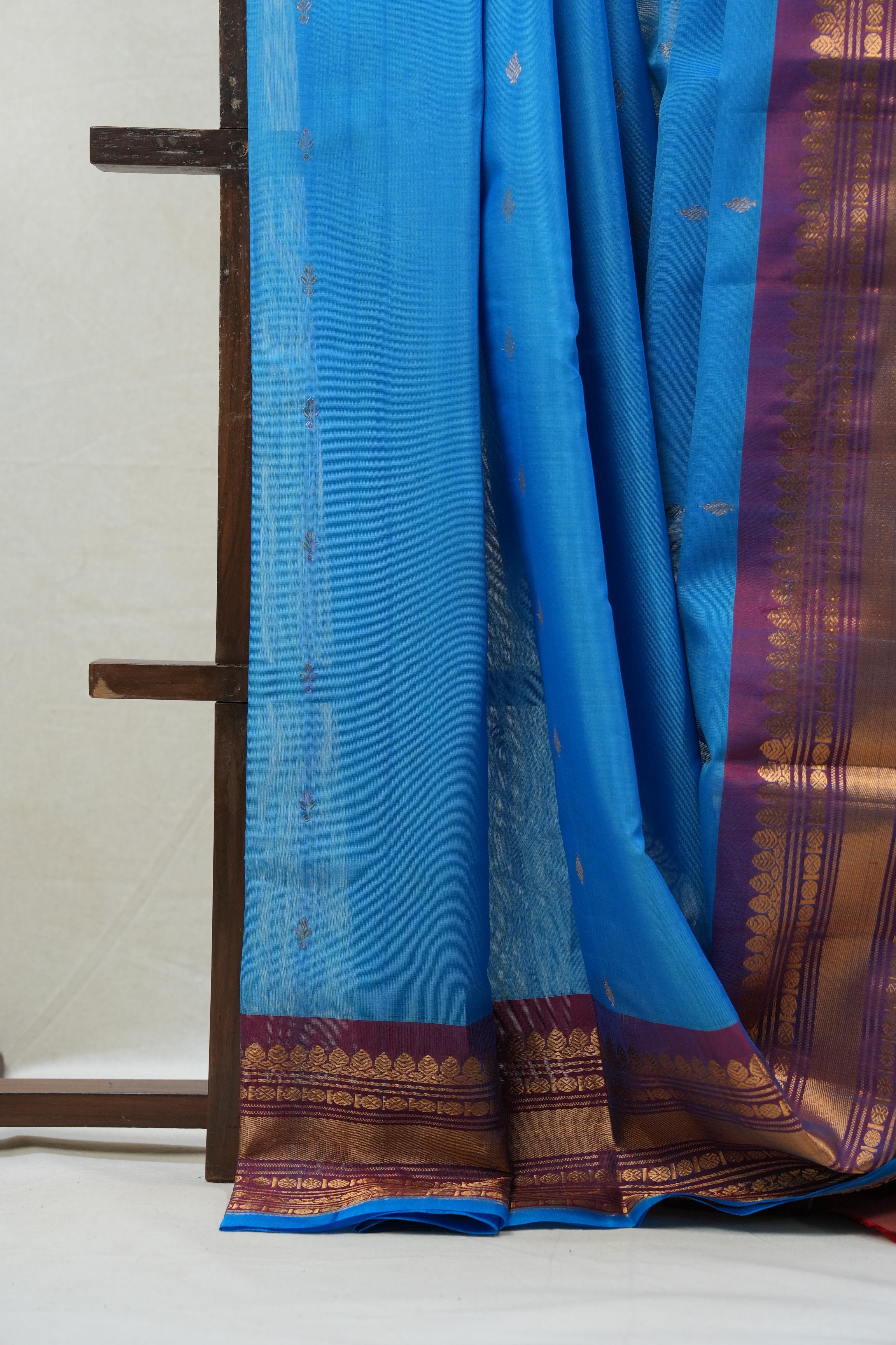 Blue Gadwal Cotton Silk Saree - SRBGCSS96